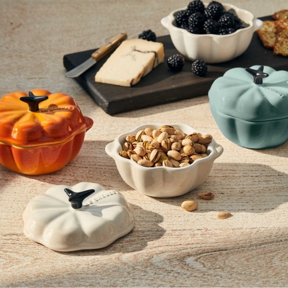 last one! NIB Le Creuset Pumpkin " Sea Salt Blue" Mini Cocotte - Picture 2 of 3